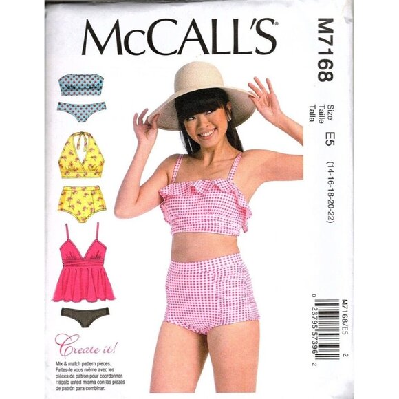 McCall's M7168 Misses 14 to 22 Bikini Swimsuit Uncut Sewing Pattern - Picture 1 of 2